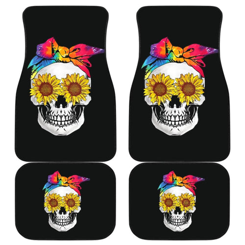 Womens Sunflower Tie-Dye Bandana Emo Hippie Sugarskull Lovers Car Floor Mats