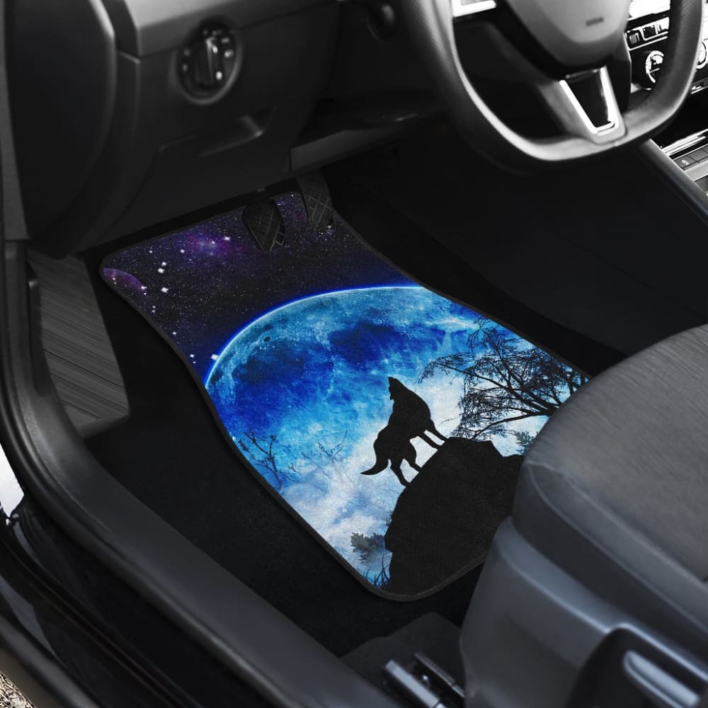 Amazing Gift Ideas Blue Full Moon Wolf Howling Car Floor Mats