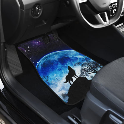 Amazing Gift Ideas Blue Full Moon Wolf Howling Car Floor Mats