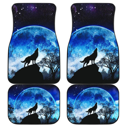 Amazing Gift Ideas Blue Full Moon Wolf Howling Car Floor Mats