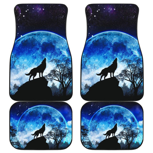 Amazing Gift Ideas Blue Full Moon Wolf Howling Car Floor Mats