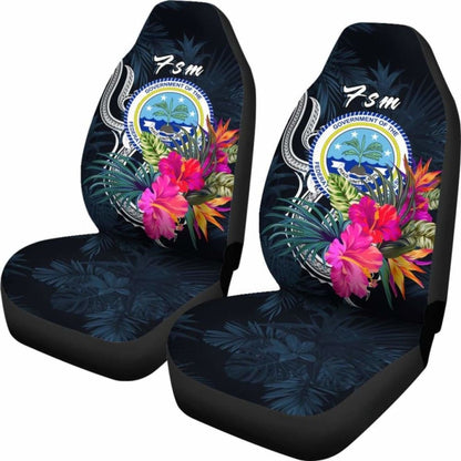 Federated States Of Micronesia Car Seat Covers - Tropical Flower -