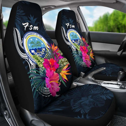 Federated States Of Micronesia Car Seat Covers - Tropical Flower -