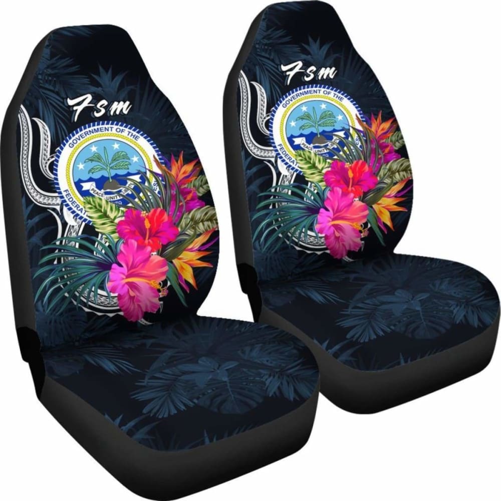 Federated States Of Micronesia Car Seat Covers - Tropical Flower -
