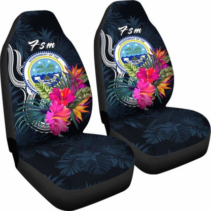 Federated States Of Micronesia Car Seat Covers - Tropical Flower -