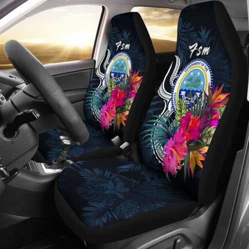 Federated States Of Micronesia Car Seat Covers - Tropical Flower -