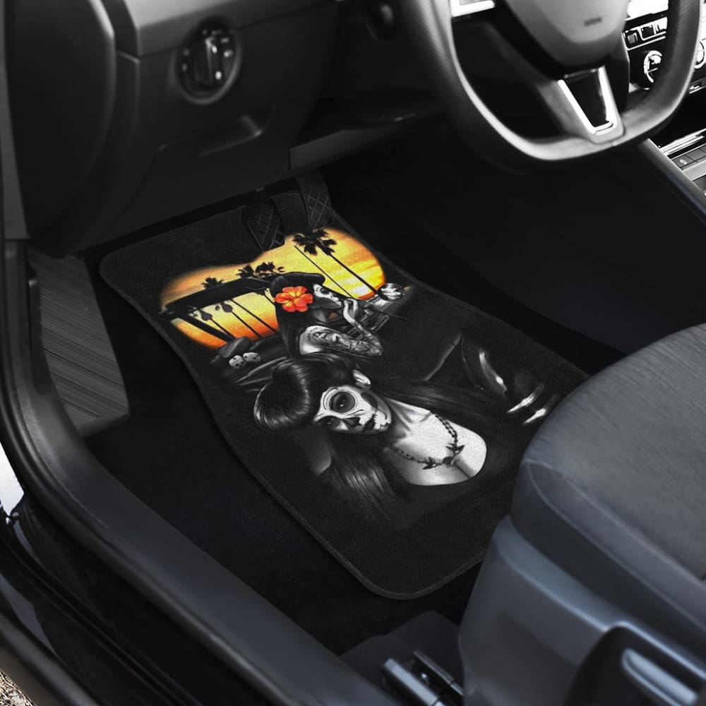 Amazing Couple Love Calavera Sugar Skull Style Car Floor Mats