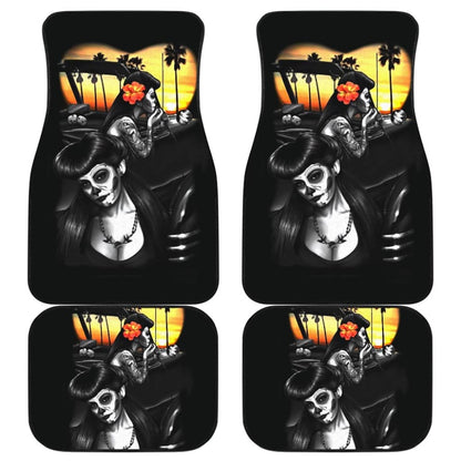 Amazing Couple Love Calavera Sugar Skull Style Car Floor Mats