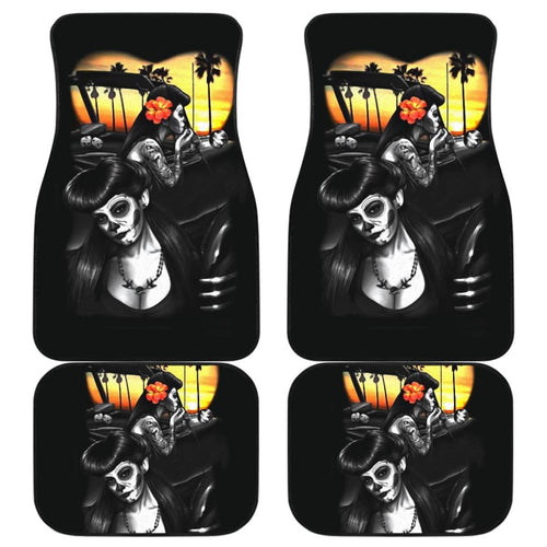 Amazing Couple Love Calavera Sugar Skull Style Car Floor Mats
