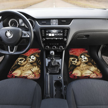 Couple Love Valentine Calavera Sugar Skull Style Car Floor Mats