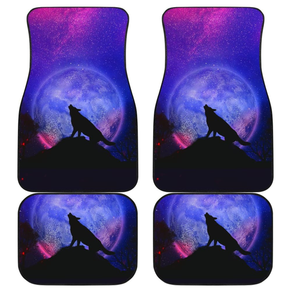 Pretty Galaxy Wolf Howling Universe Print Car Floor Mats