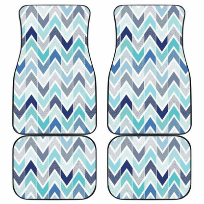 Zigzag  Chevron Blue Pattern Front And Back Car Mats