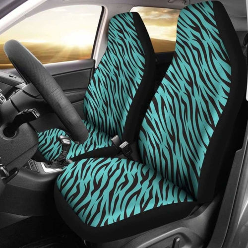 Turquoise Teal Zebra Stripe Animal Print Car Seat Covers