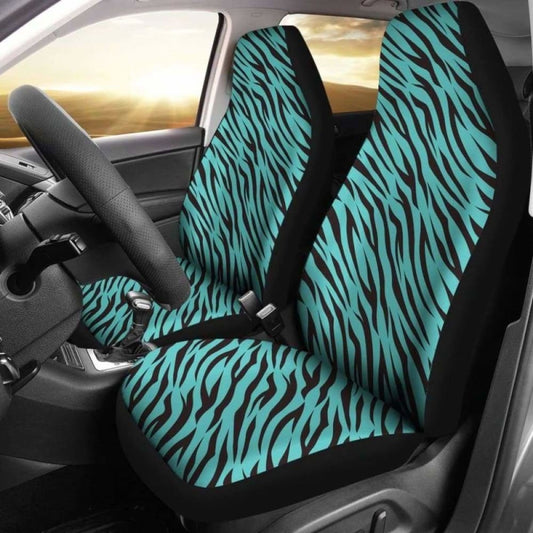 Turquoise Teal Zebra Stripe Animal Print Car Seat Covers