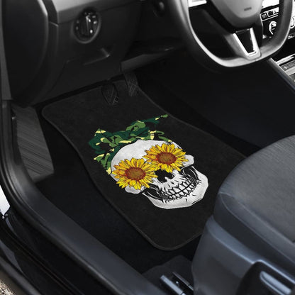 Sunflower Skull Camouflage Bandana Car Floor Mats