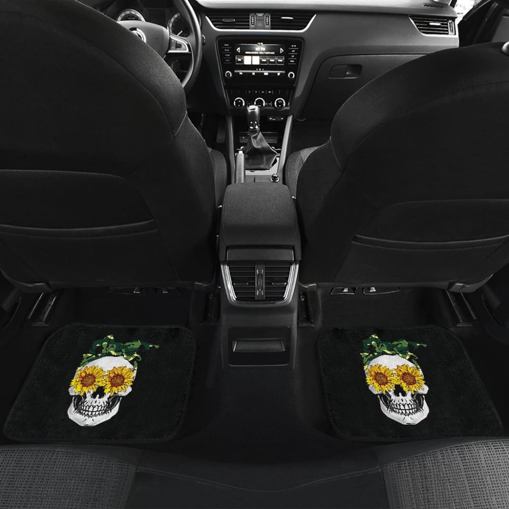 Sunflower Skull Camouflage Bandana Car Floor Mats