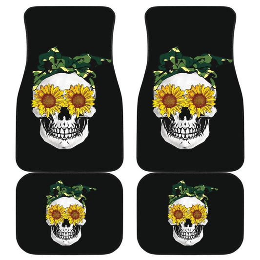 Sunflower Skull Camouflage Bandana Car Floor Mats