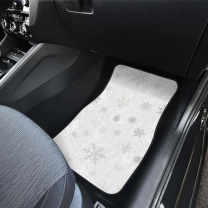 Snowflake Pattern White Background Front And Back Car Mats