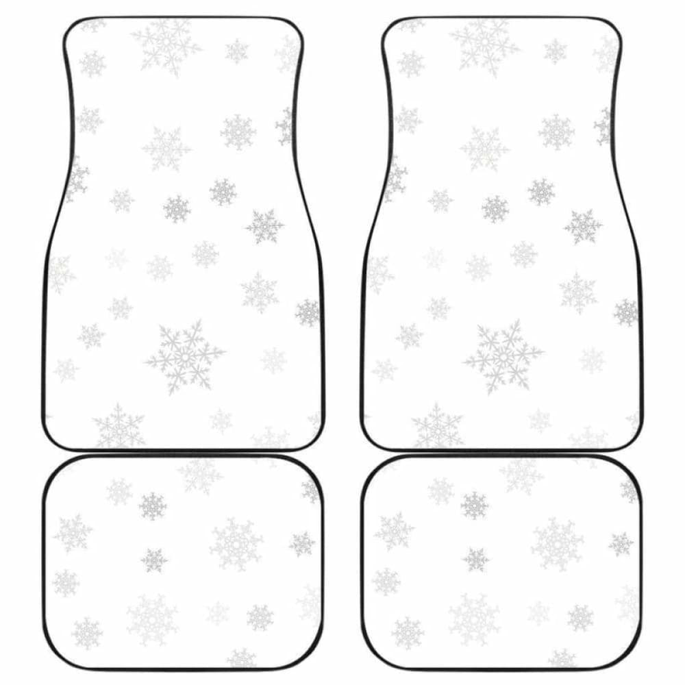 Snowflake Pattern White Background Front And Back Car Mats