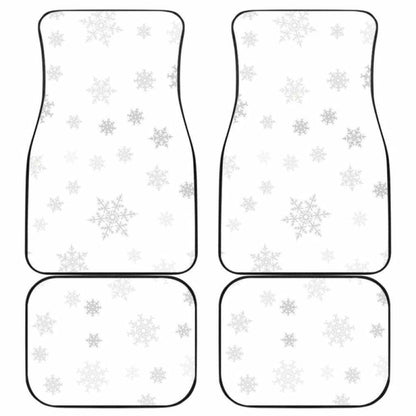 Snowflake Pattern White Background Front And Back Car Mats