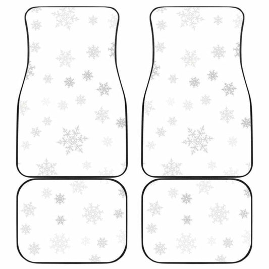 Snowflake Pattern White Background Front And Back Car Mats