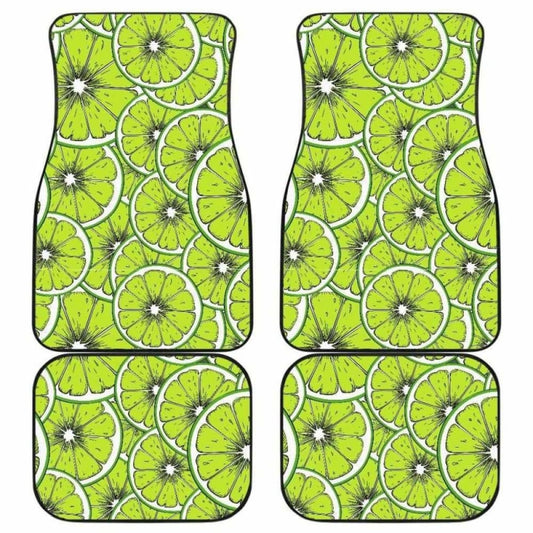 Slices Of Lime Design Pattern Front And Back Car Mats