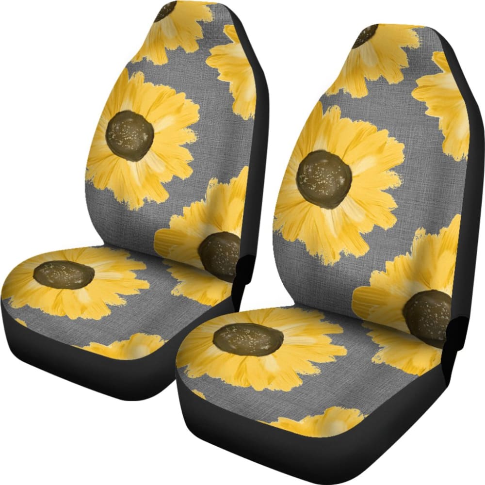 Sunflowers on Gray Burlap Style Background Car Seat Covers