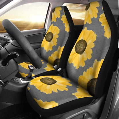 Sunflowers on Gray Burlap Style Background Car Seat Covers