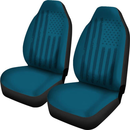 Thin Black Line Blue American Flag Car Seat Covers