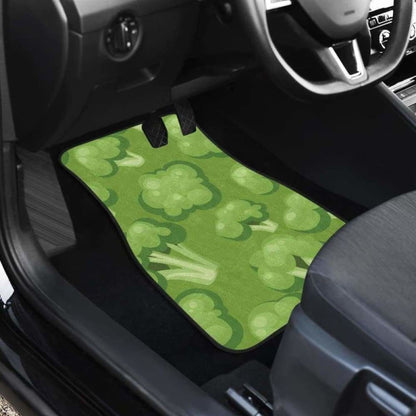 Broccoli Pattern Green Background Front And Back Car Mats