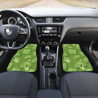 Broccoli Pattern Green Background Front And Back Car Mats