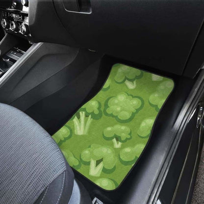 Broccoli Pattern Green Background Front And Back Car Mats