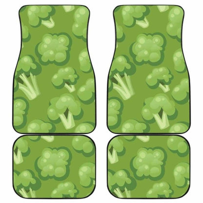 Broccoli Pattern Green Background Front And Back Car Mats