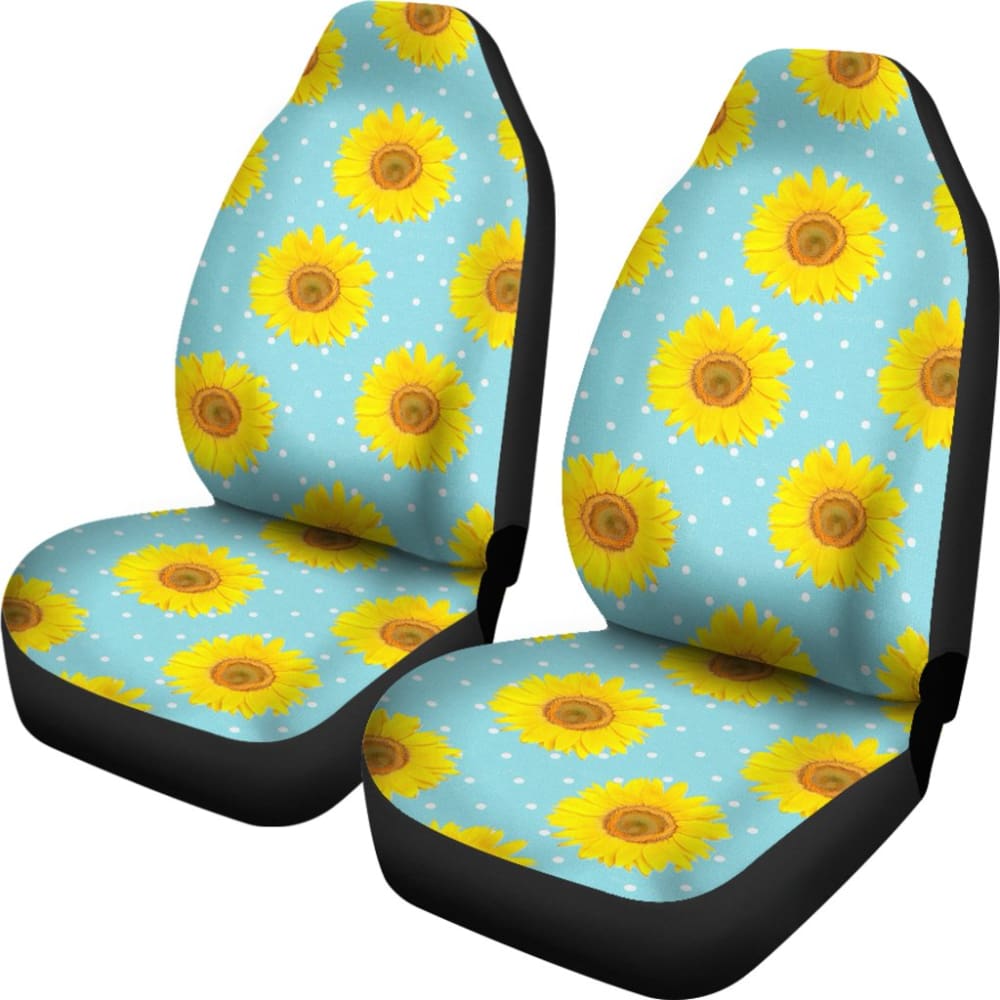 Girly Burlap Design With Sunflower Pattern Car Seat Covers