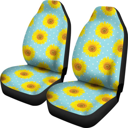 Girly Burlap Design With Sunflower Pattern Car Seat Covers