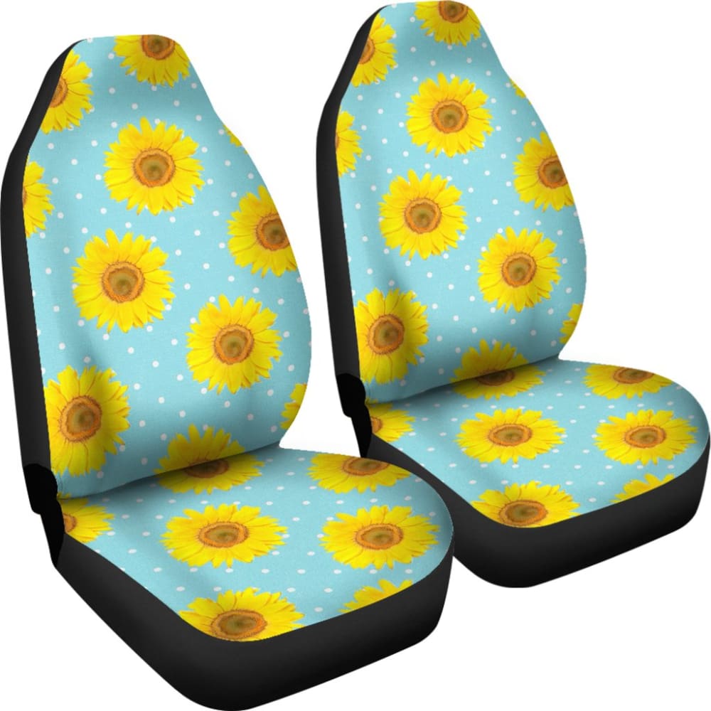 Girly Burlap Design With Sunflower Pattern Car Seat Covers