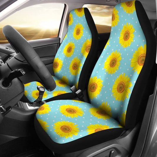 Girly Burlap Design With Sunflower Pattern Car Seat Covers