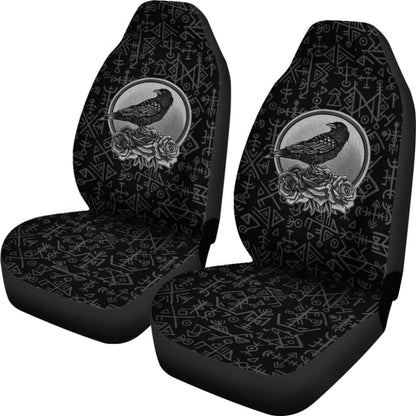 Amazing Viking Odin Raven Floral Rune Symbols Car Seat Covers