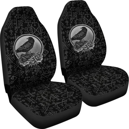 Amazing Viking Odin Raven Floral Rune Symbols Car Seat Covers