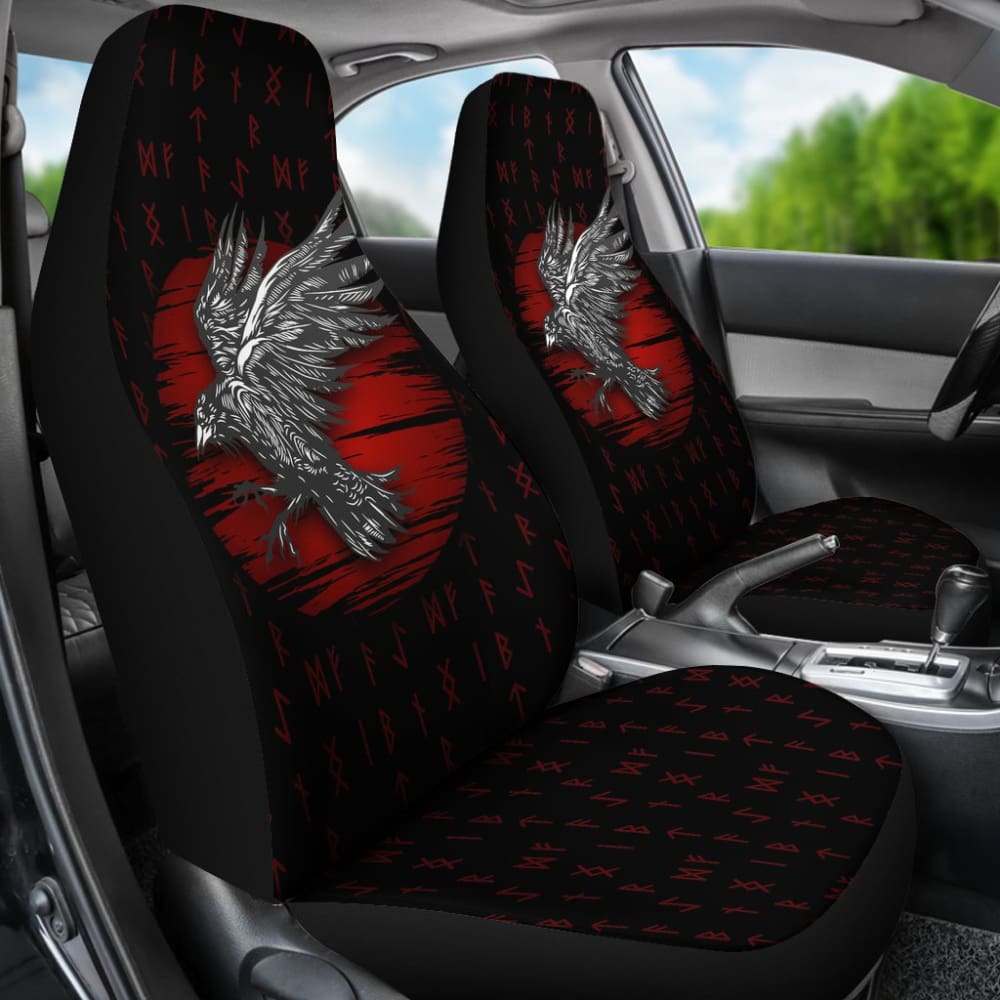 Viking Raven Red Rune Car Seat Covers