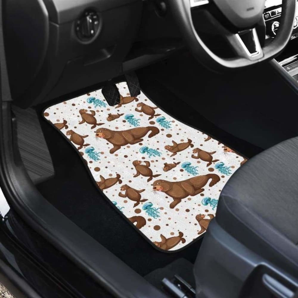 Sea Lion Seals Jellyfish Pattern Front And Back Car Mats
