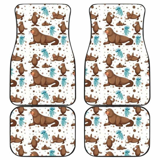 Sea Lion Seals Jellyfish Pattern Front And Back Car Mats