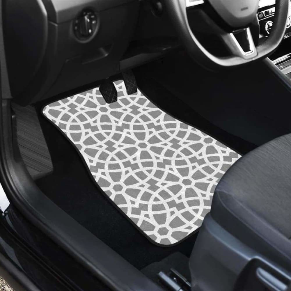 Arabic Gray Pattern Front And Back Car Mats