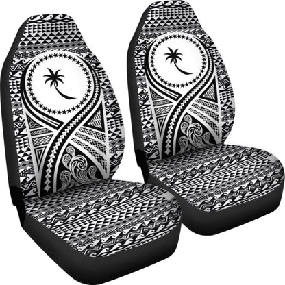 Chuuk Car Seat Cover - Chuuk Flag Polynesian Tattoo Black -