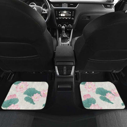 Pink Lotus Waterlily Leaves Pattern Front And Back Car Mats