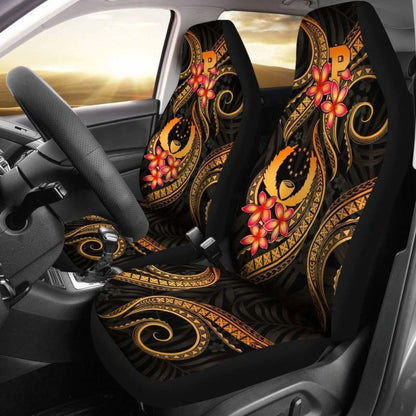 Pohnpei Micronesian Car Seat Covers - Gold Plumeria -