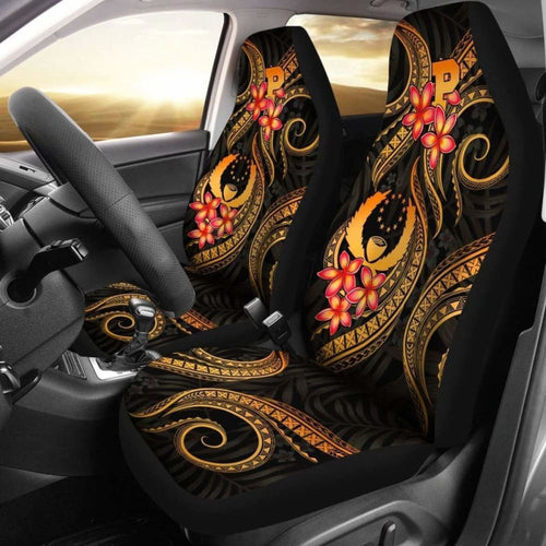 Pohnpei Micronesian Car Seat Covers - Gold Plumeria -