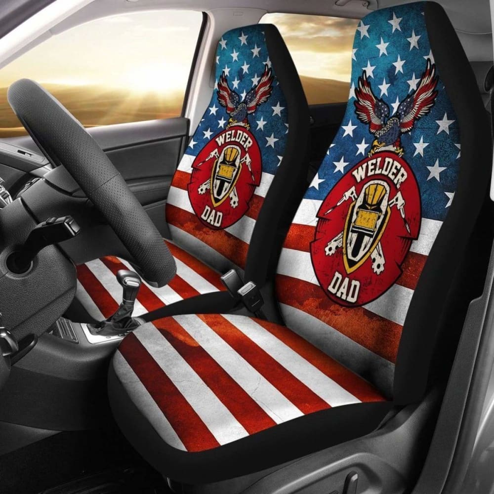 Welder Dad American Flag Car Seat Covers