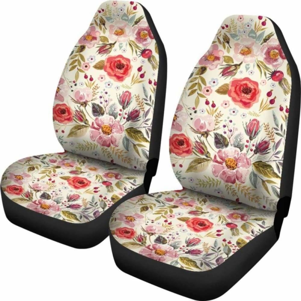 Vintage Floral Car Seat Covers Beige