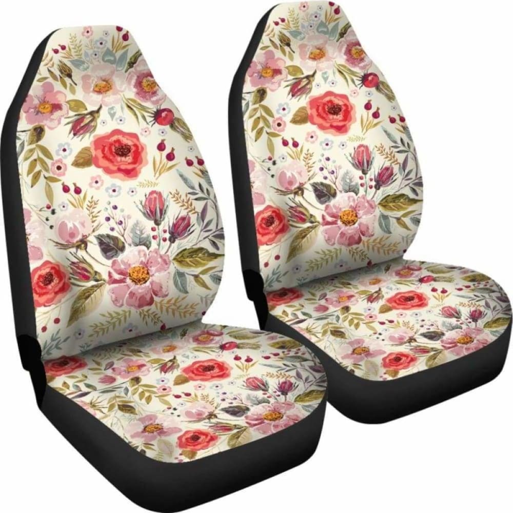 Vintage Floral Car Seat Covers Beige